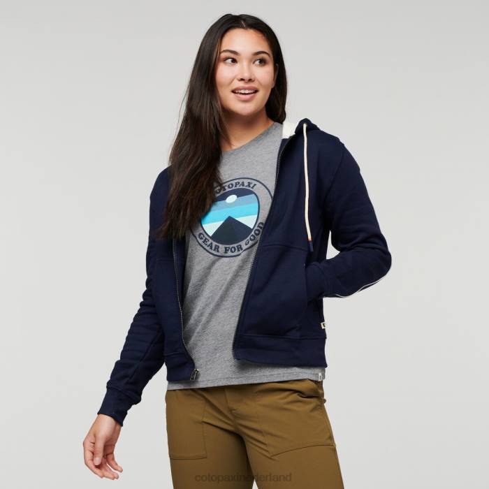 do good biologische hoodie met volledige ritssluiting vrouwen Cotopaxi maritiem LDZ058 kleding