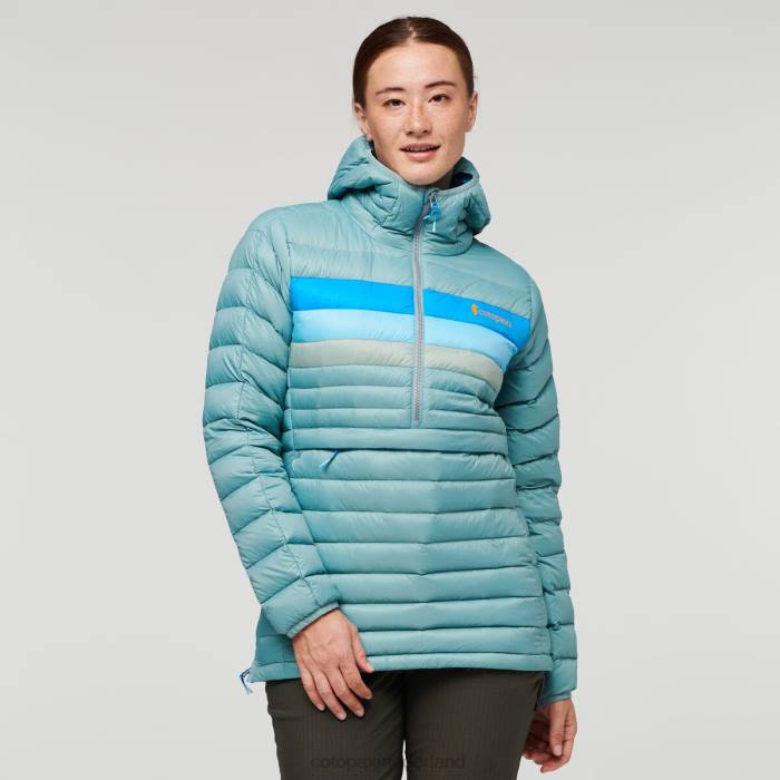 Fuego donzen trui met capuchon vrouwen Cotopaxi bluegrass-strepen LDZ04 kleding