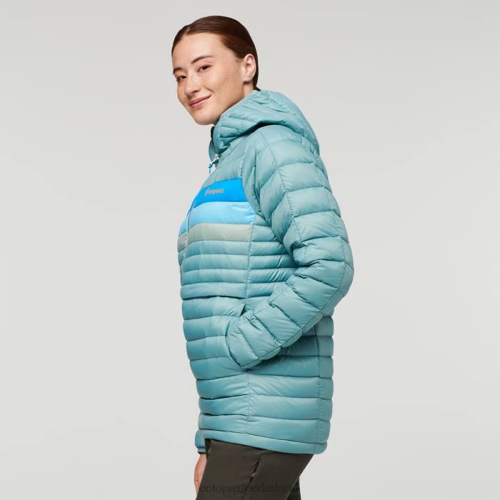 Fuego donzen trui met capuchon vrouwen Cotopaxi bluegrass-strepen LDZ04 kleding