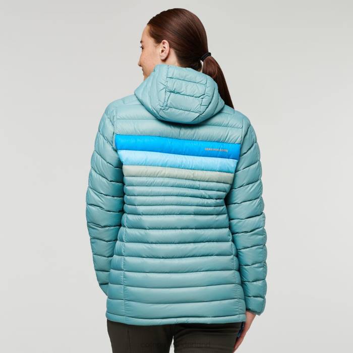 Fuego donzen trui met capuchon vrouwen Cotopaxi bluegrass-strepen LDZ04 kleding