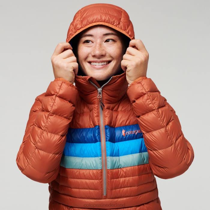 Fuego donzen trui met capuchon vrouwen Cotopaxi kruidige strepen LDZ02 kleding