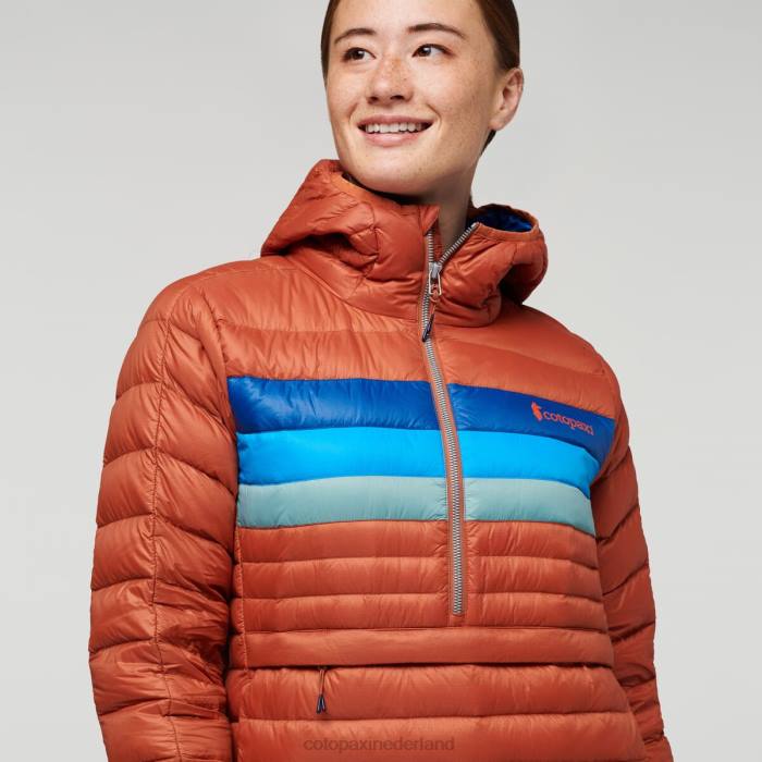 Fuego donzen trui met capuchon vrouwen Cotopaxi kruidige strepen LDZ02 kleding