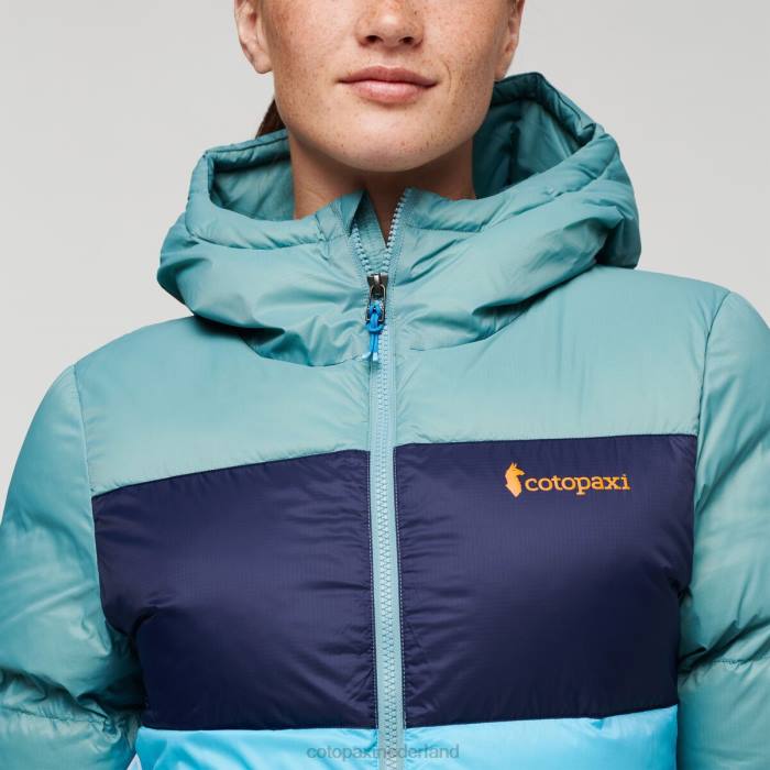 Solazo donsjack met capuchon vrouwen Cotopaxi blauwgras/blauwe lucht LDZ01 kleding