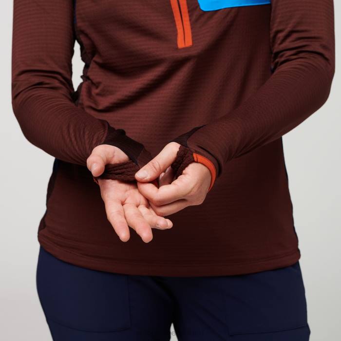 Otero fleece trui met halve rits vrouwen Cotopaxi kastanje/maritiem LDZ024 kleding