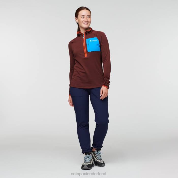 Otero fleece trui met halve rits vrouwen Cotopaxi kastanje/maritiem LDZ024 kleding