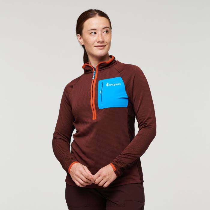 Otero fleece trui met halve rits vrouwen Cotopaxi kastanje/maritiem LDZ024 kleding