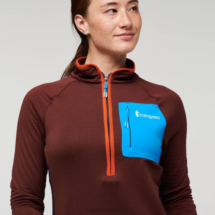 Otero fleece trui met halve rits vrouwen Cotopaxi kastanje/maritiem LDZ024 kleding